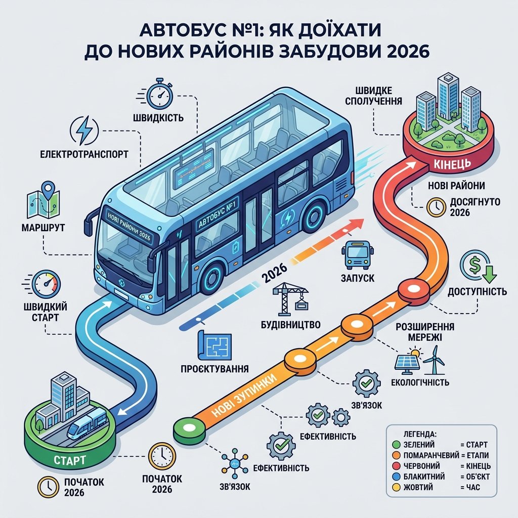 Автобус №1: як доїхати до нових районів забудови 2026