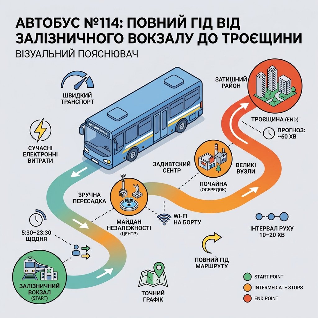 Автобус №114: повний гід від залізничного вокзалу до Троєщини