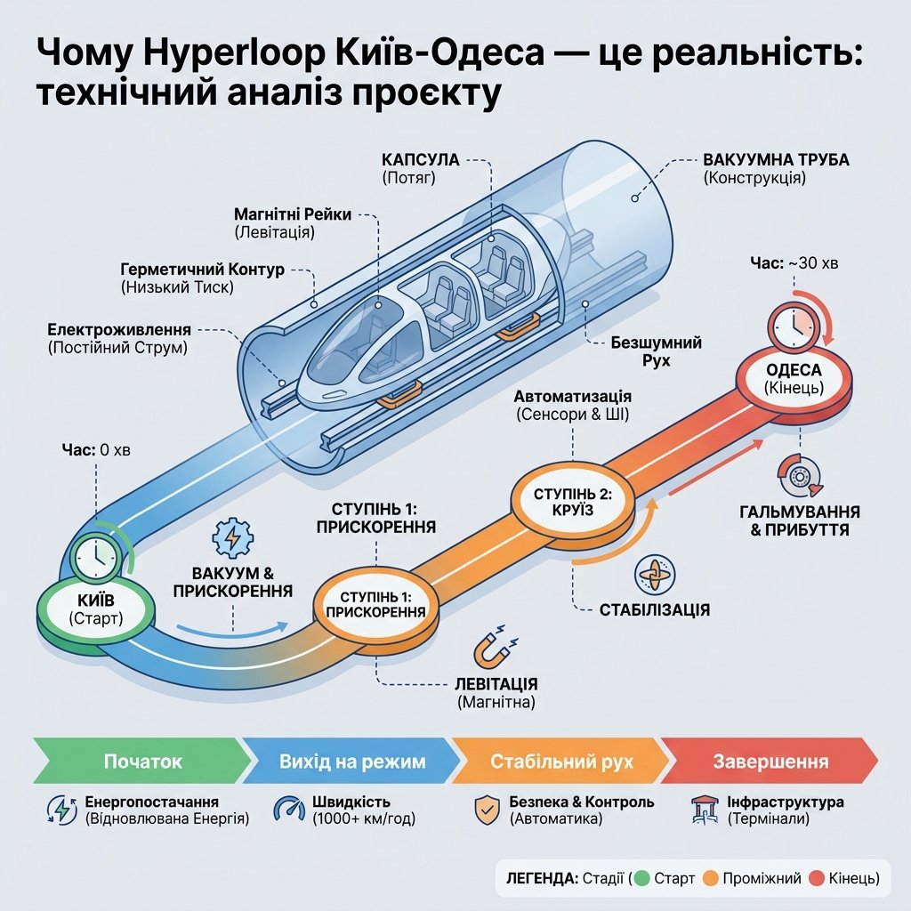 Чому Hyperloop Київ-Оdesa — це реальність: технічний аналіз проєкту