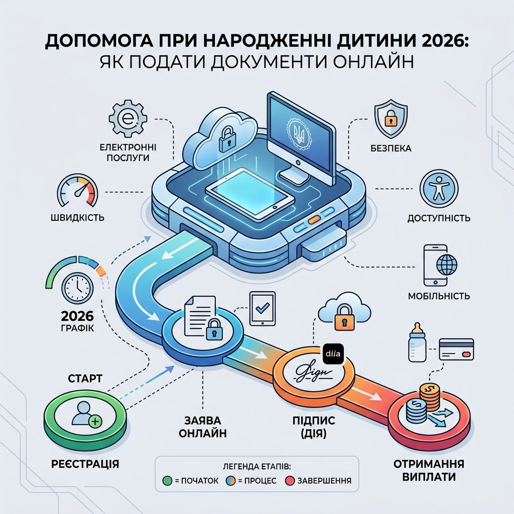 Допомога при народженні дитини 2026: як подати документи онлайн