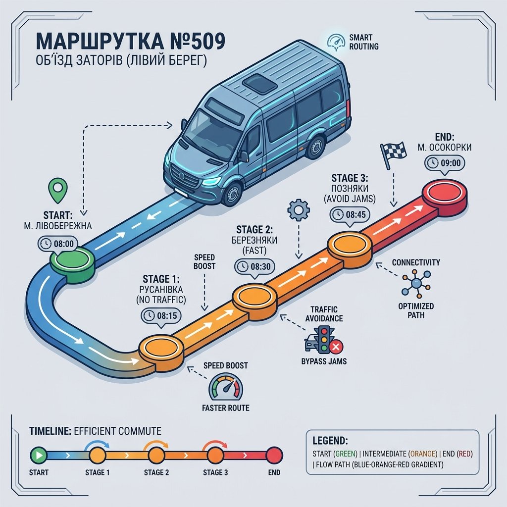Маршрутка №509: як об’їхати затори на Лівому березі