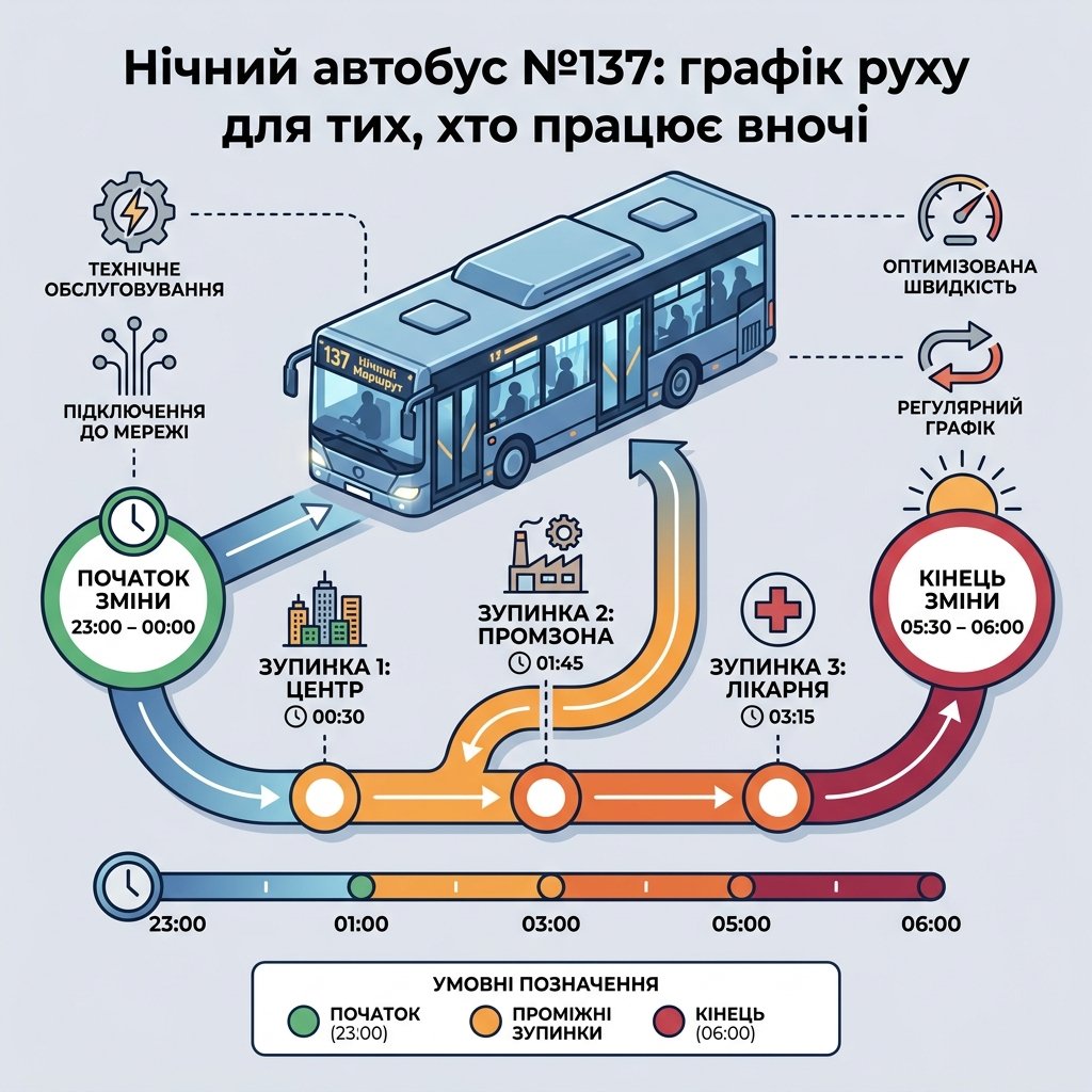 Нічний автобус №137: графік руху для тих, хто працює вночі