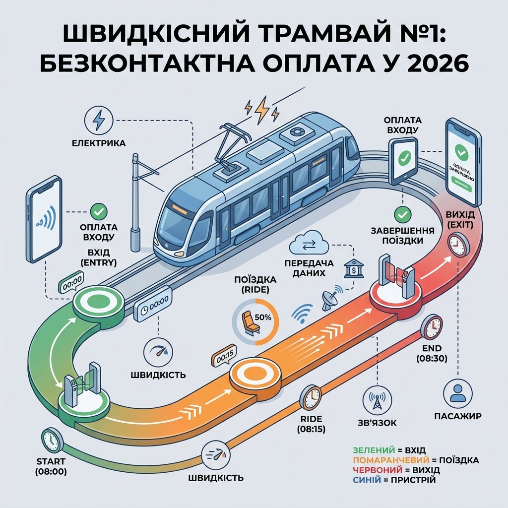 Швидкісний трамвай №1: як працює безконтактна оплата у 2026