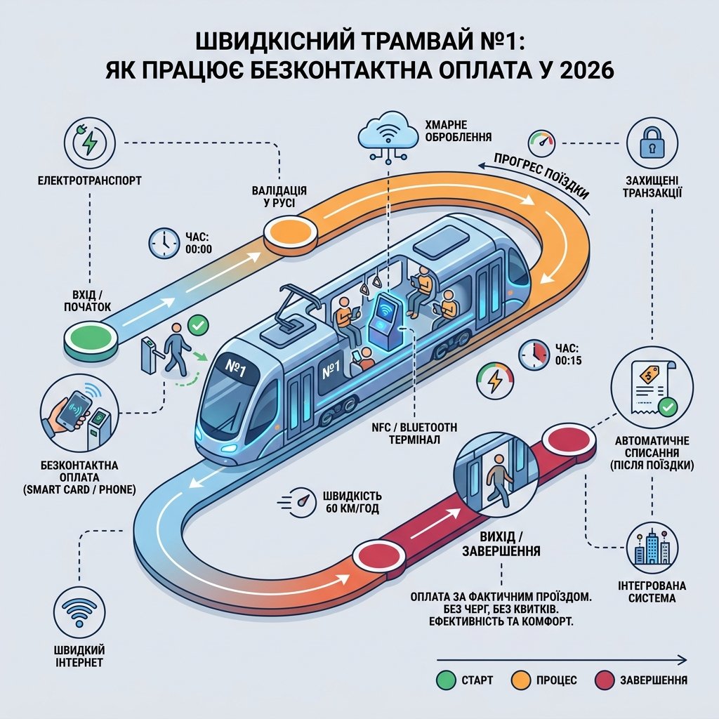 Швидкісний трамвай №1: як працює безконтактна оплата у 2026