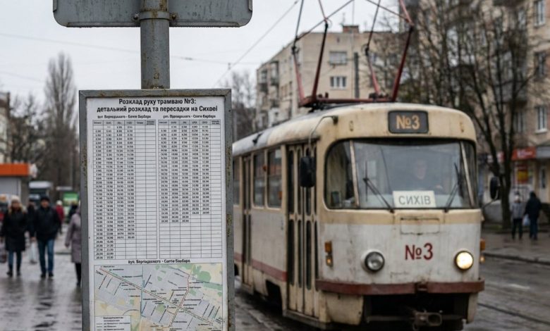 Трамвай №3: детальний розклад та пересадки на Сихові