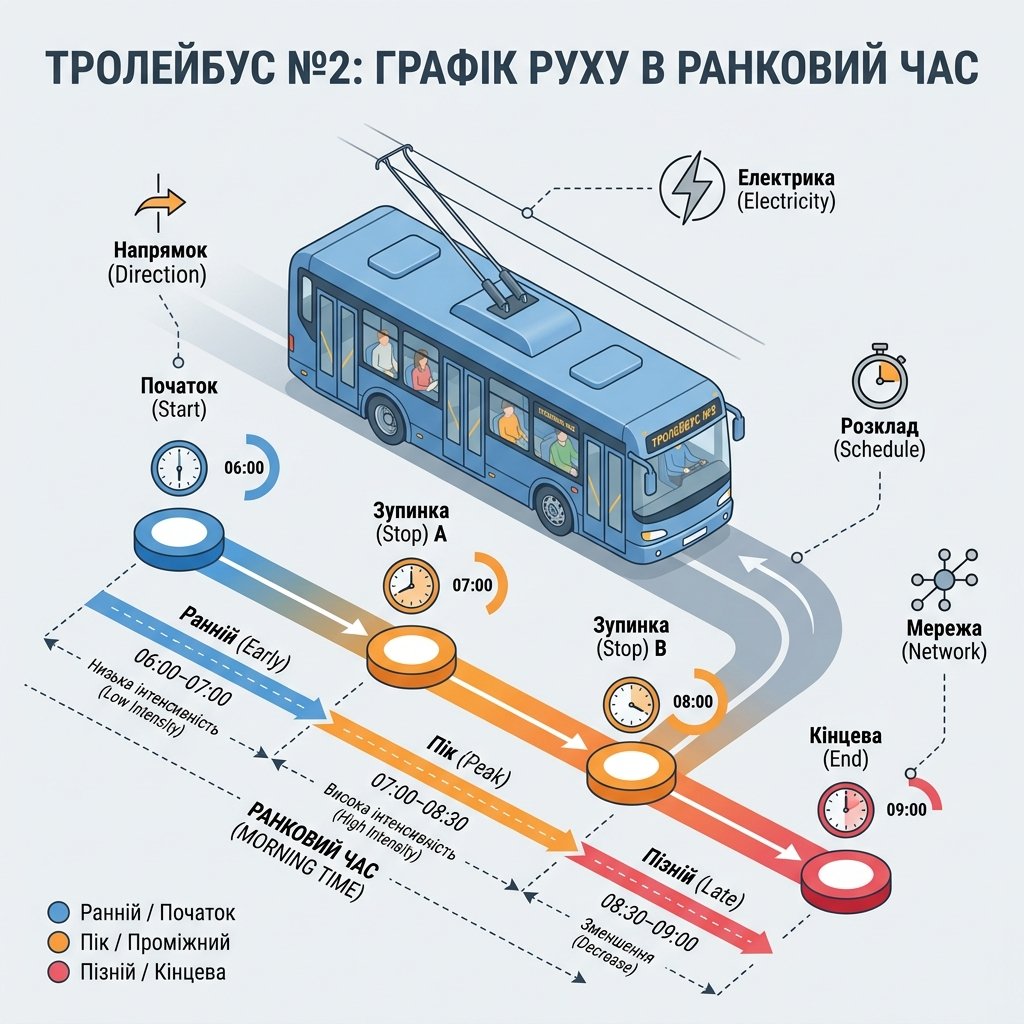 Тролейбус №2: графік руху в ранковий час