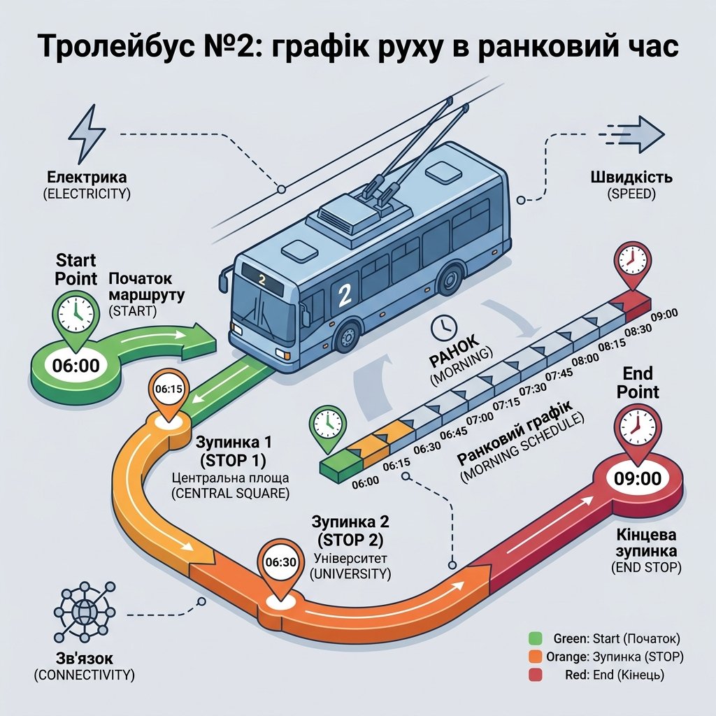 Тролейбус №2: графік руху в ранковий час