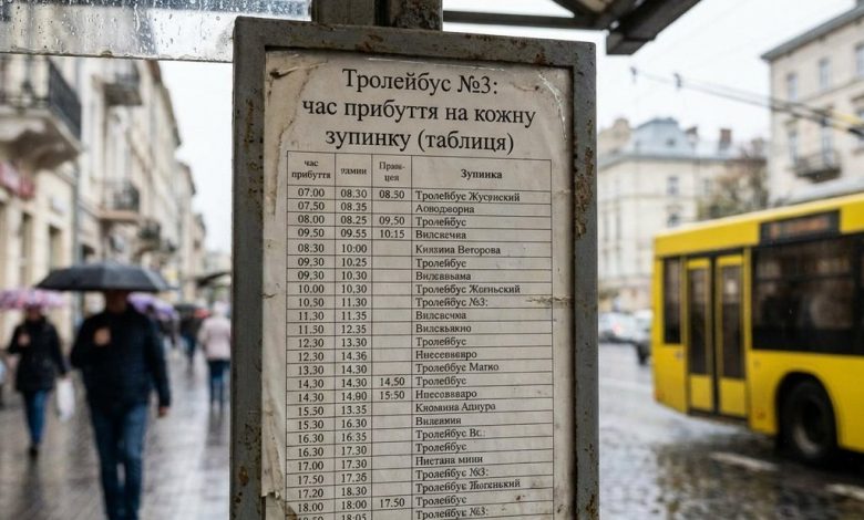 Троллейбус №3: время прибытия на каждую остановку (таблица)