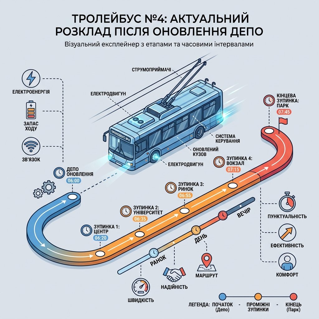 Троллейбус №4: актуальное расписание после обновления депо