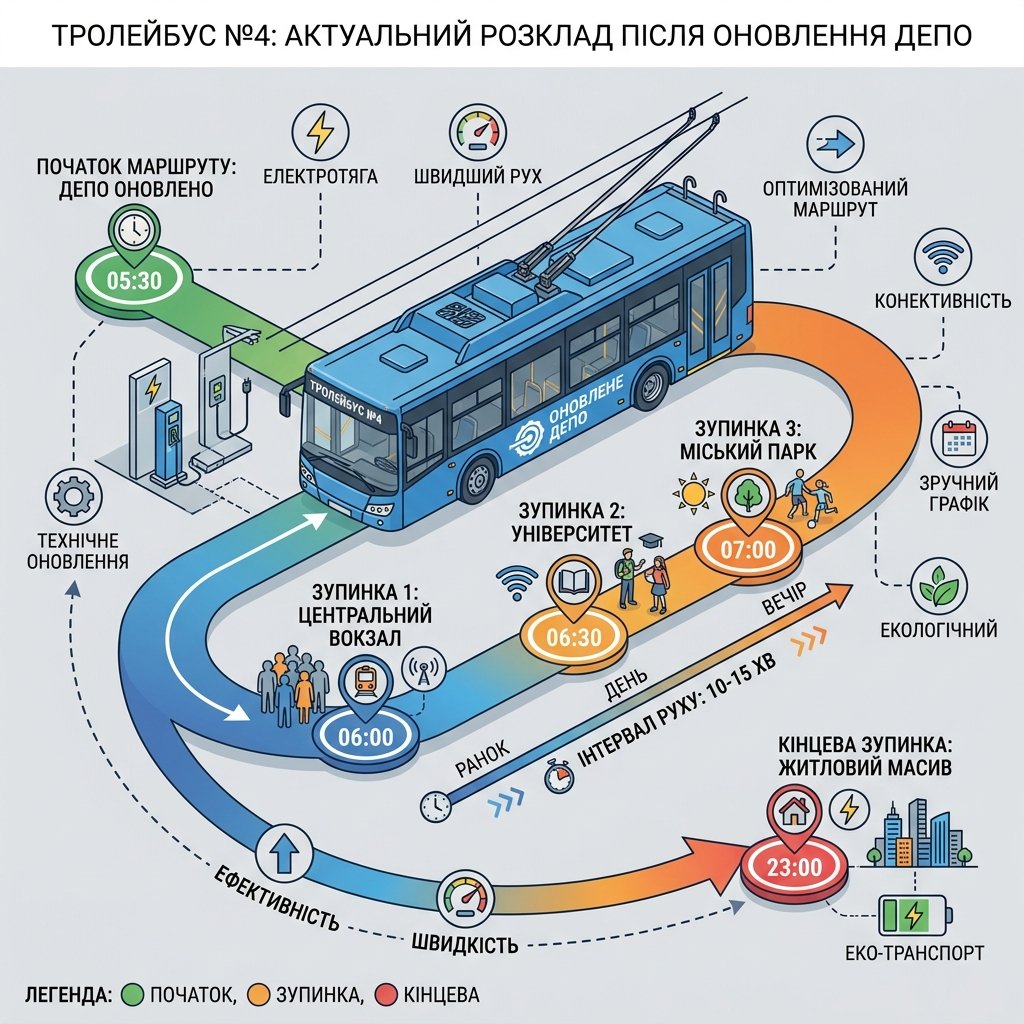 Троллейбус №4: актуальное расписание после обновления депо