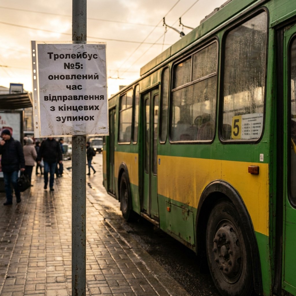 Тролейбус №5: оновлений час відправлення з кінцевих зупинок