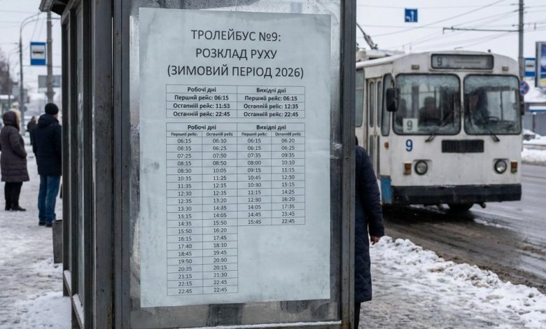 Тролейбус №9: розклад руху в зимовий період 2026