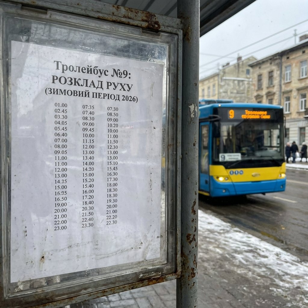 Троллейбус №9: расписание движения в зимний период 2026 года