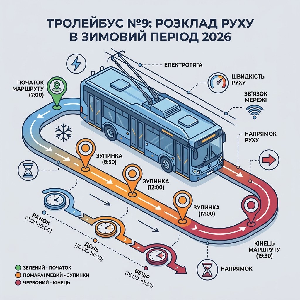 Троллейбус №9: расписание движения в зимний период 2026 года