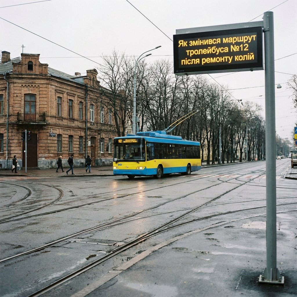 Як змінився маршрут тролейбуса №12 після ремонту колій